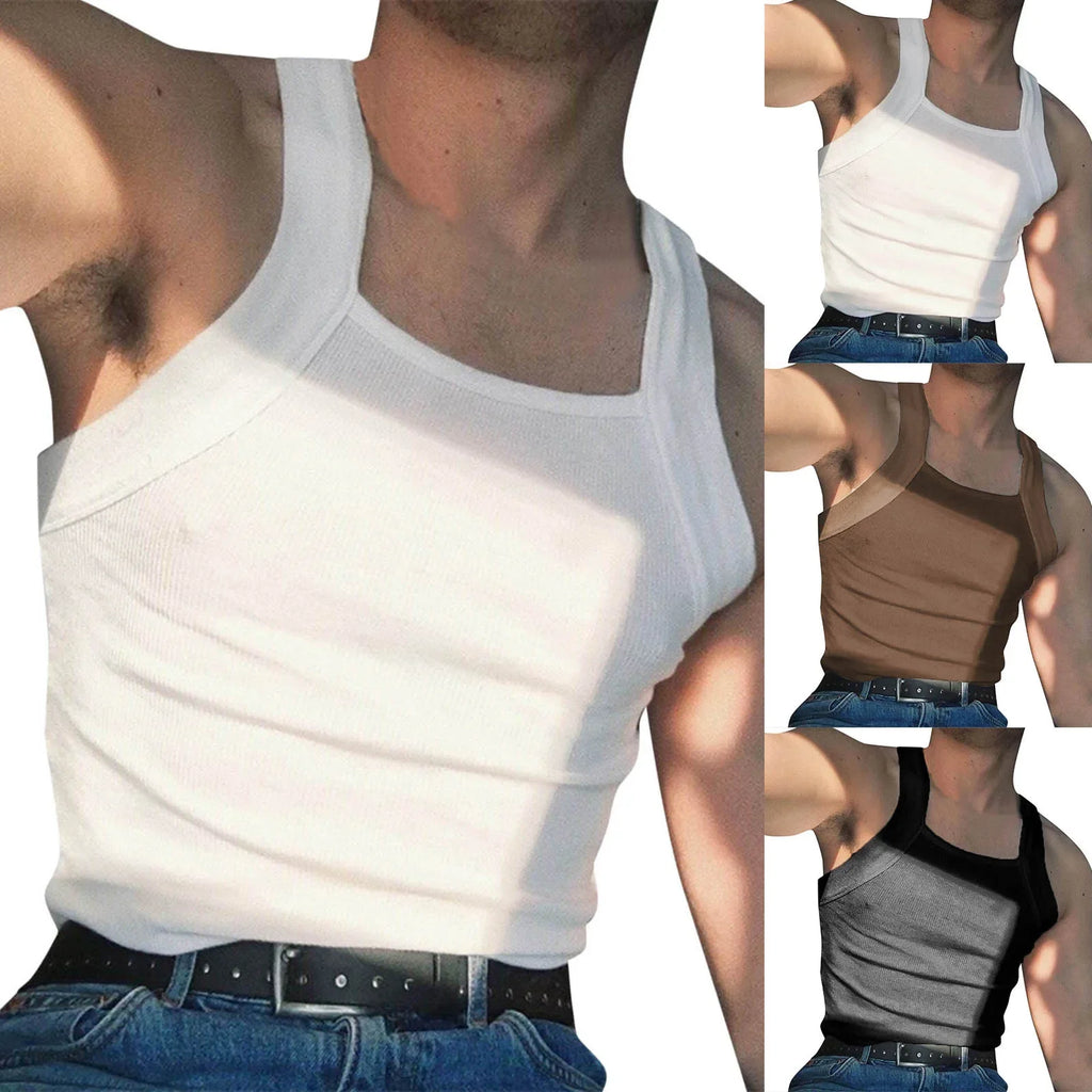Summer Men's New Solid Color Fashion Sleeveless Shapewear Europe and America Men Sexy Tight Elastic Vest S-4XL