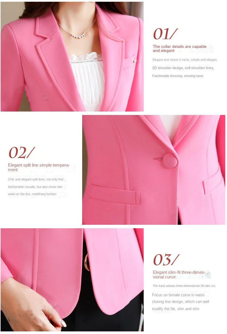 Blazers for Women Korean Slim Fit Long Sleeve Casual Suits Jacket All-Match OL Office Lady Suit Blazer Fashion Clothing White