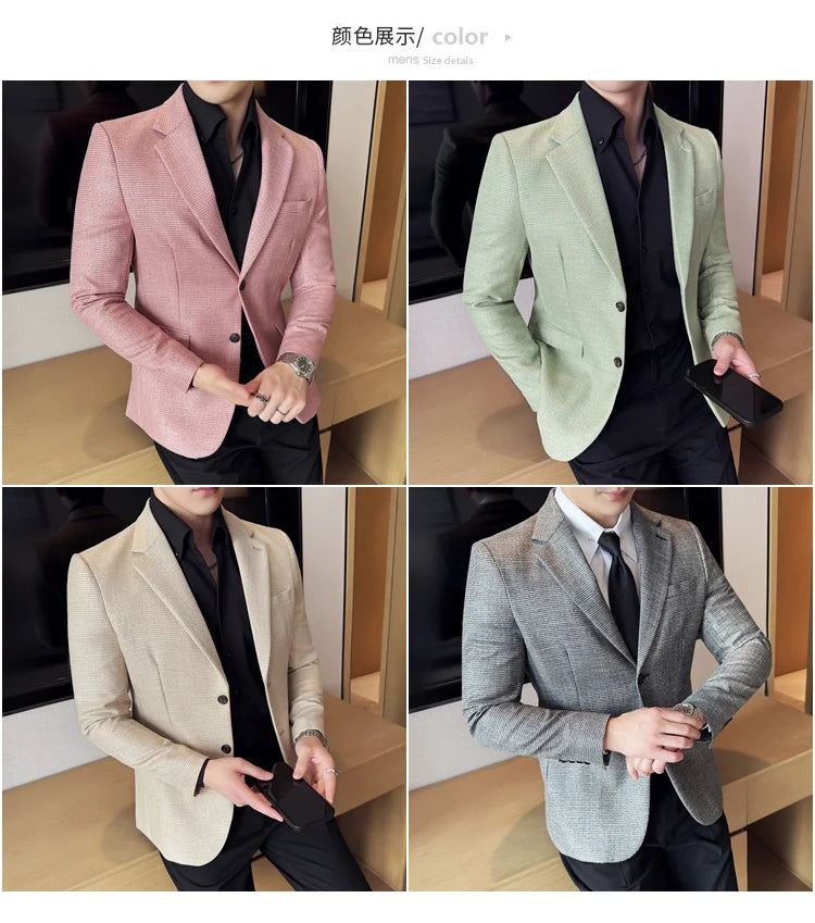 Men Suit Jacket Blazer Hombre High-quality Fashionable and Elegant Men Business Slim Fit Suit Jacket Social Party Formal Jacket