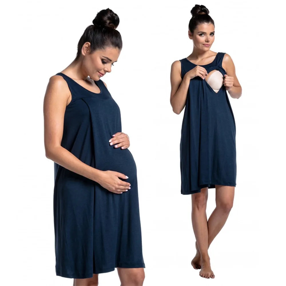 Maternity Nightgown Soft Comfortable Nursing Dress Breastfeeding Pregnant Women