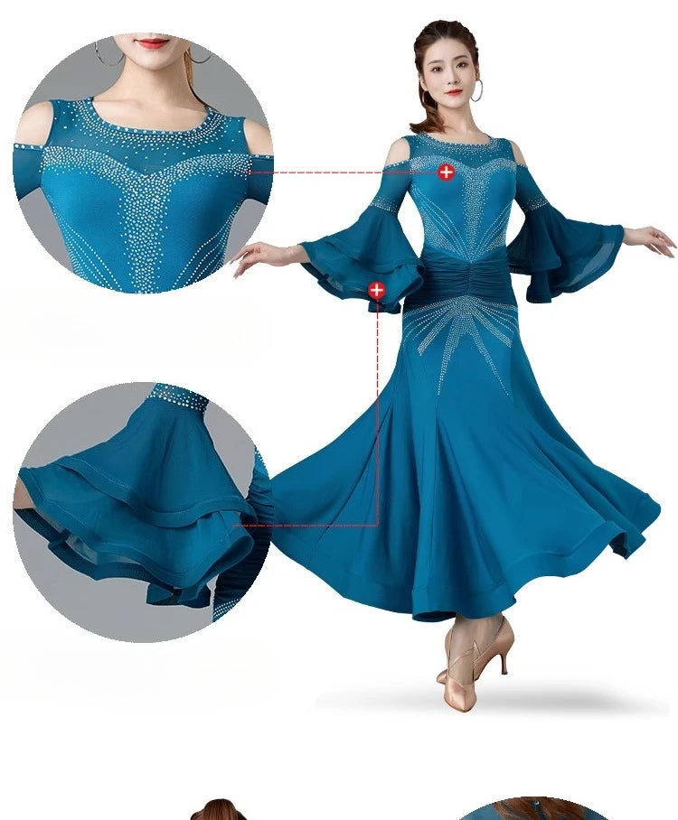Modern Dance Dance Performance Dresses for Women's High End Premium Elegant Big Swing Dress Waltz Ballroom Dancing Clothing
