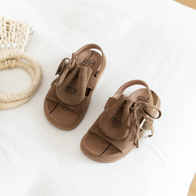 2025 Sandals for Boys Fashion Summer Shoes 3-16 Years Girls Open Toe Matte Pu Leather Shoes Sandals Children Slippers