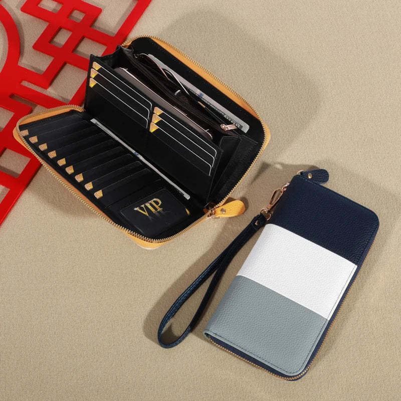 Women's Wallet RFID Blocking Multi Credit Card High Capacity Zipper Clutch Travel Bag Wrist Guard