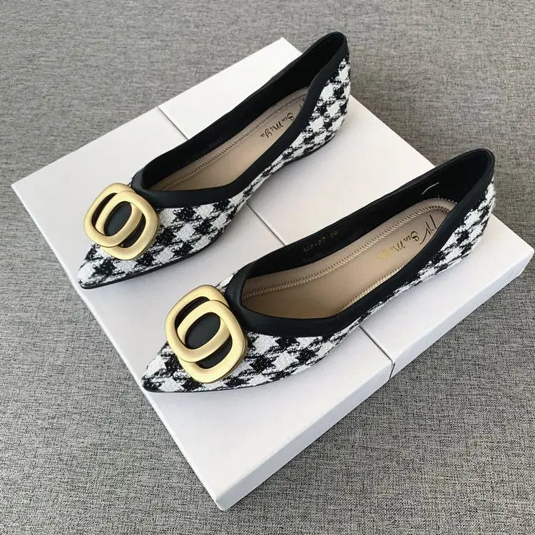Office Shoes For Women 2025 Ladies Summer Footwear Luxury Leather Casual Formal Pointed Toe Low Heel Elegant Popular Wholesale H