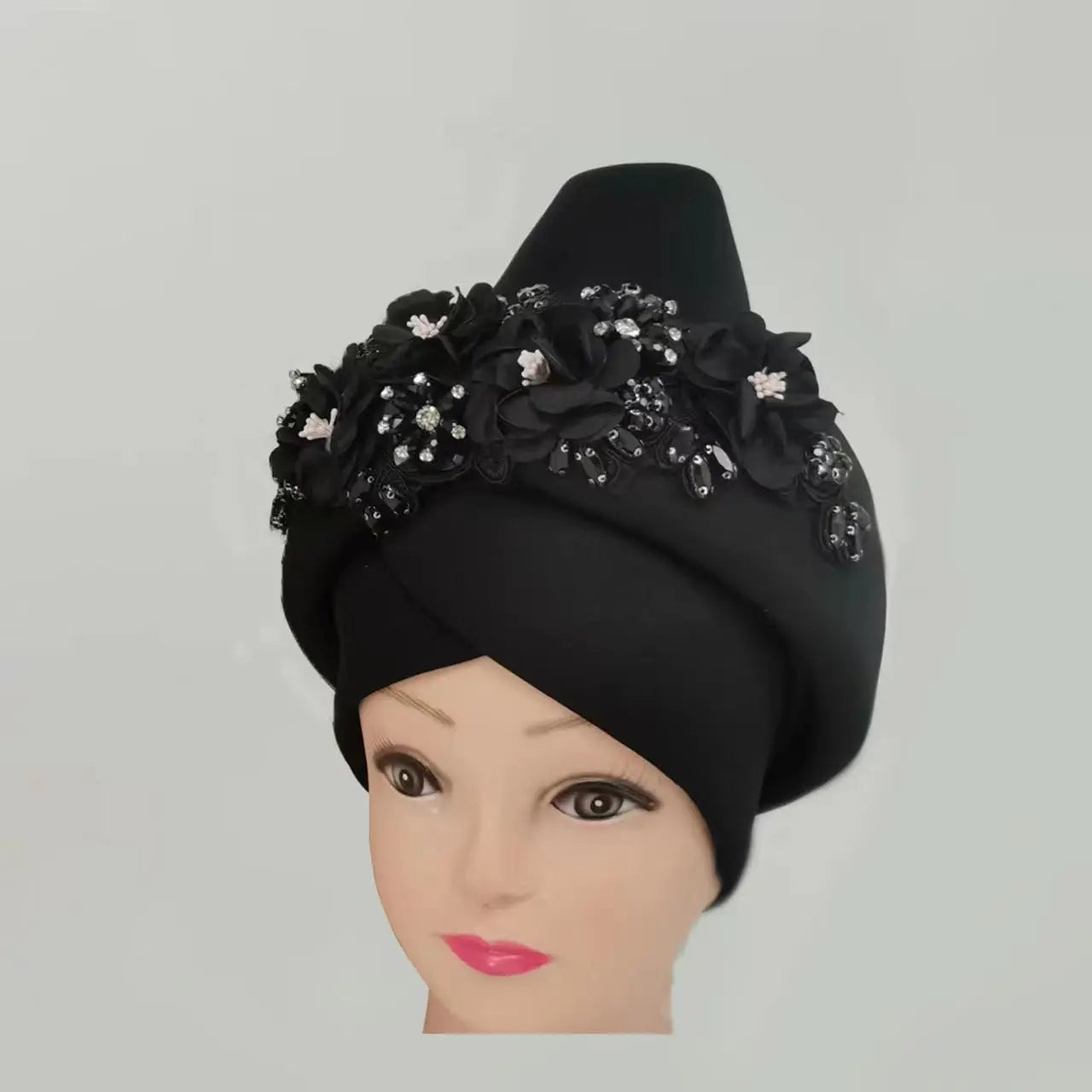Beaded Nigeria Gele Ready African Headtie Female Head Wraps Party Headpiece Muslim Headscarf Hat Women's Turban Cap with Stones