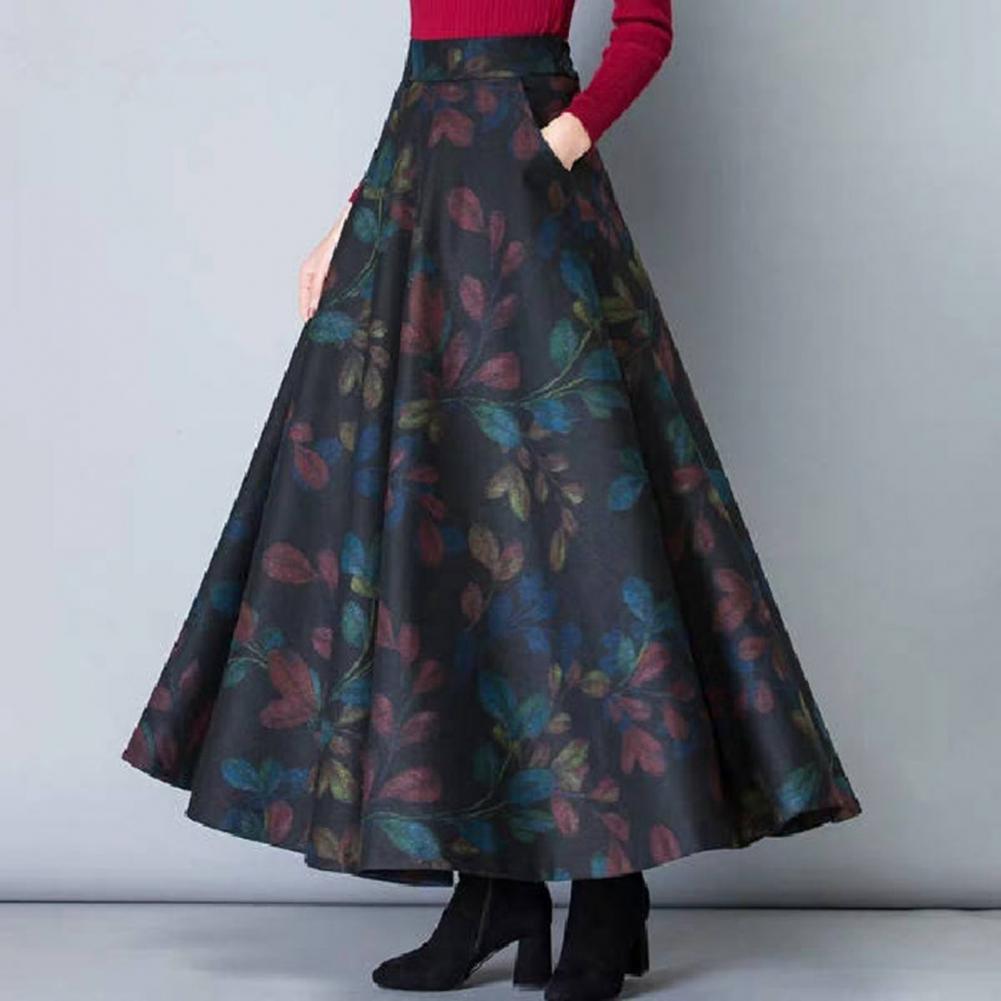 Fashion Office Skirt Temperament Skin-touching Women Square Plaid Print A-Line Office Skirt  Long Skirt    Retro Skirt
