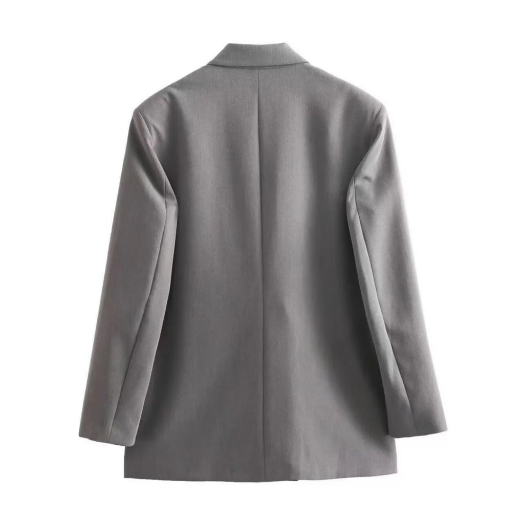 Women Elegant Solid Blazers Female Simple Style Double Breasted Long Sleeved Suit Jackets Casual Office Lady Suit Jackets Tops