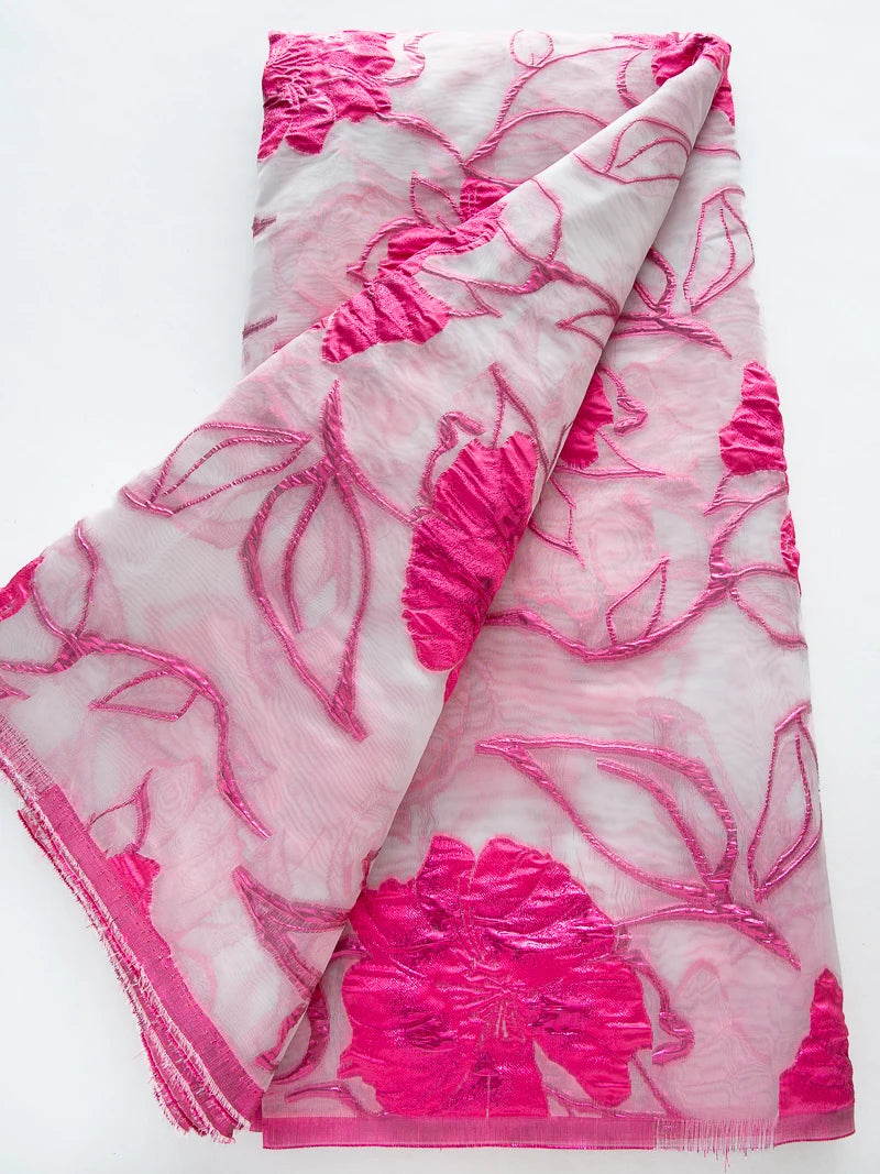 Fashion African Brocade Lace Fabric 2025 High Quality French Jacquard Organza Lace Fabric For Nigeria Women Wedding Dress Party