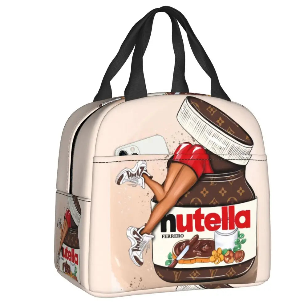 Custom Italy Nutellas Thermal Insulated Lunch Bag Women Portable Lunch Container for Outdoor Picnic Storage Food Box