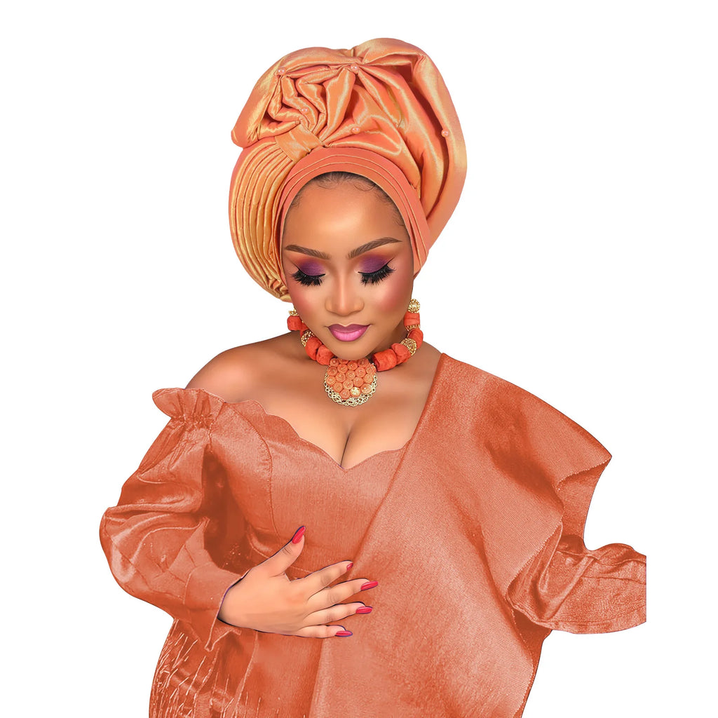 New Luxury Shiny Turban Cap for Women African Auto Gele Headties Nigeria Wedding Party Geles Hijab Bonnet Hat Head Wrap Headgear
