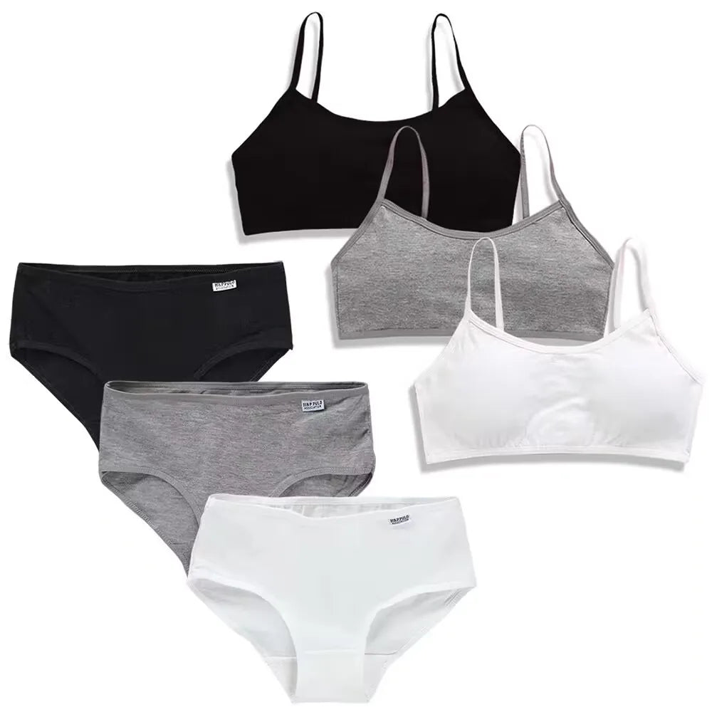 Kids Girls Training Bras Set Girls Teenage Underwear Cotton Tank Tops for 8-14 Years