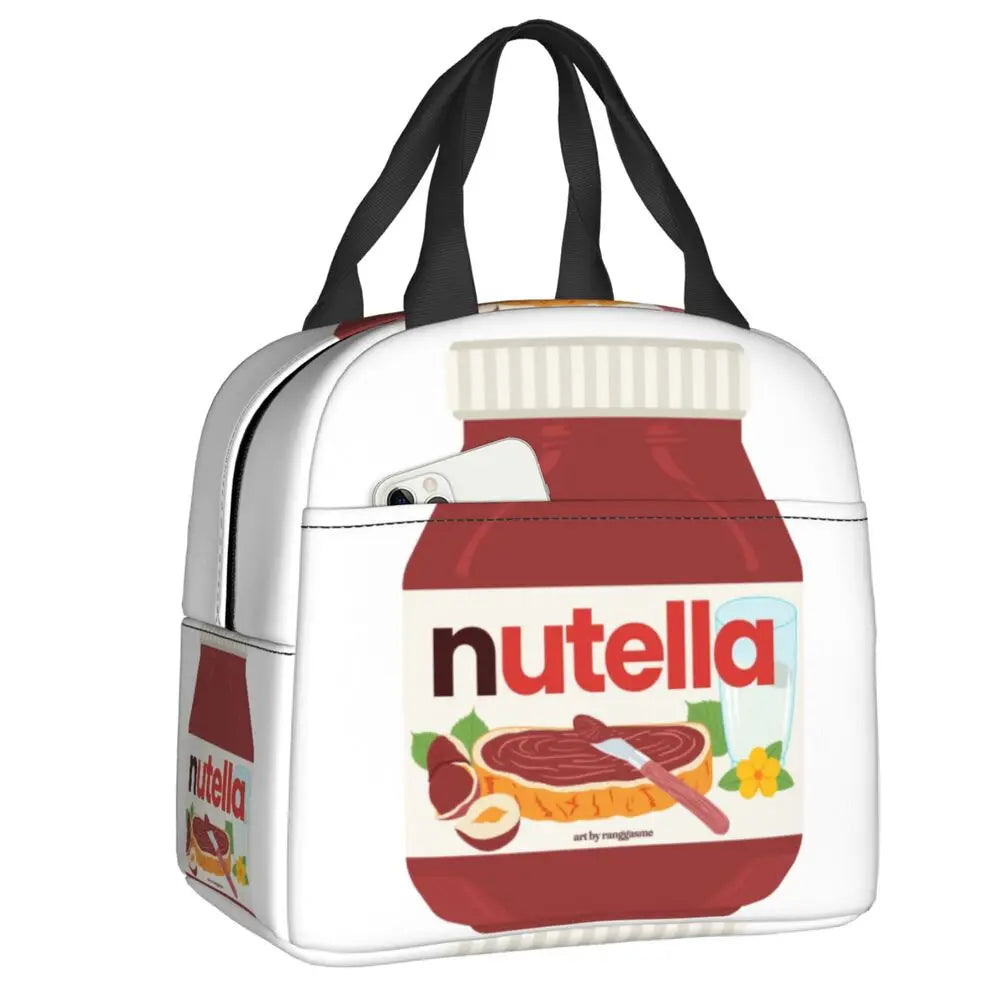 Custom Italy Nutellas Thermal Insulated Lunch Bag Women Portable Lunch Container for Outdoor Picnic Storage Food Box