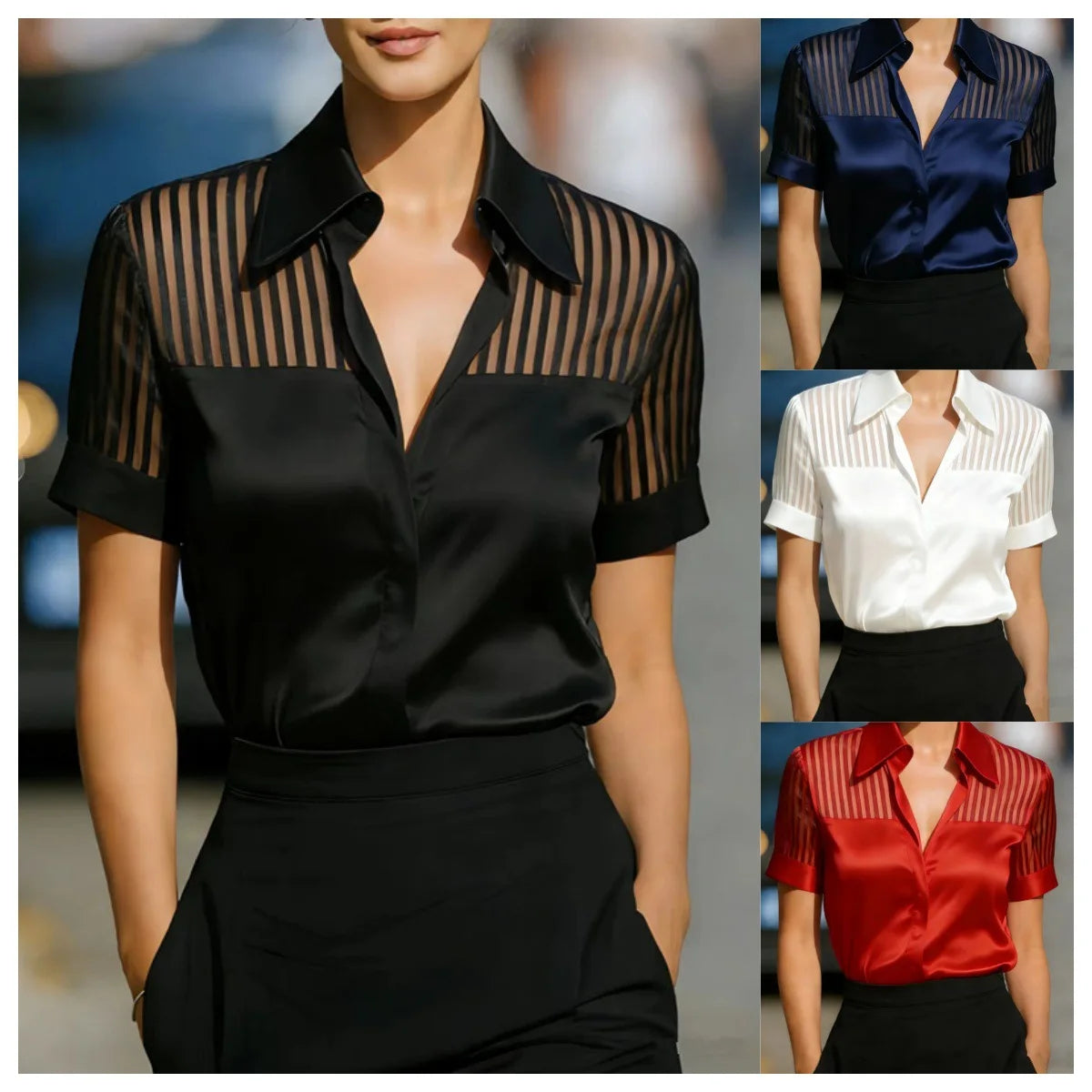 Women's Blouses and Shirts Elegant White Short Sleeve Blouse for Women Summer 2026 Fashion Turn-down Shirt Tops Blusas De Mujer