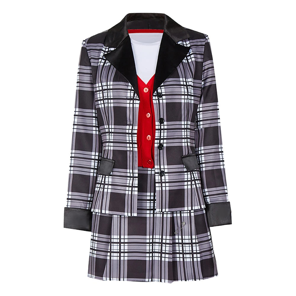 Movie Cher Horowitz Dion Dress Suit School Uniform College Jacket Skirt Woman Outfits Halloween Cosplay Costume