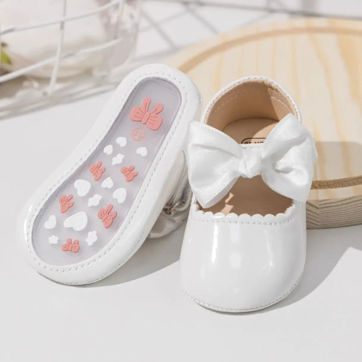 KIDSUN Newborn Baby Girl Shoes PU Leather Bowknot Dress Shoes Infants Rubber Non-Slip Toddler First Walker Baby Shoes Girls