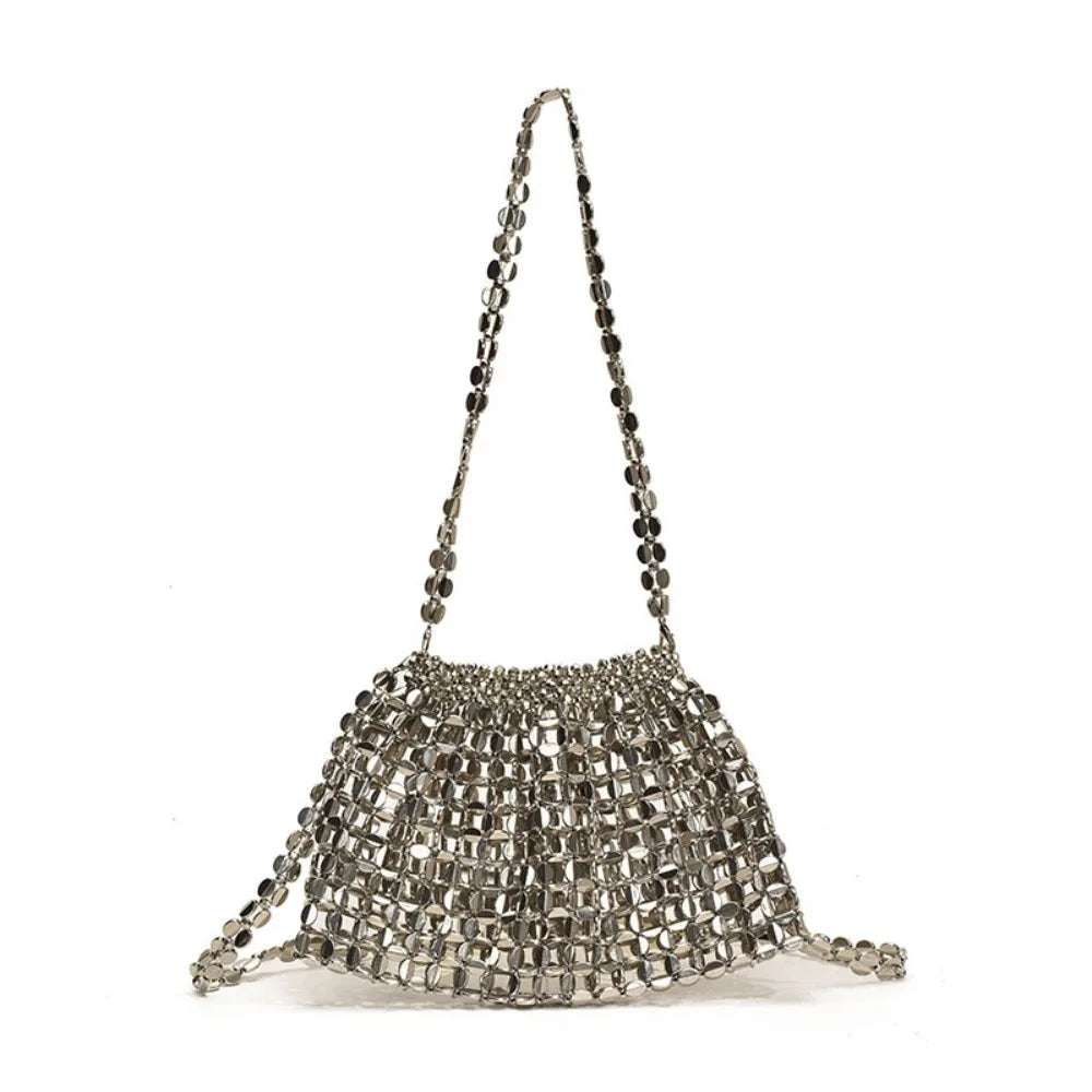 Elegant Sequin Evening Banquet Bag Temperament Underarm Bag Glitter Shoulder Bag Mini Small Purse Silver Shiny Bag Women