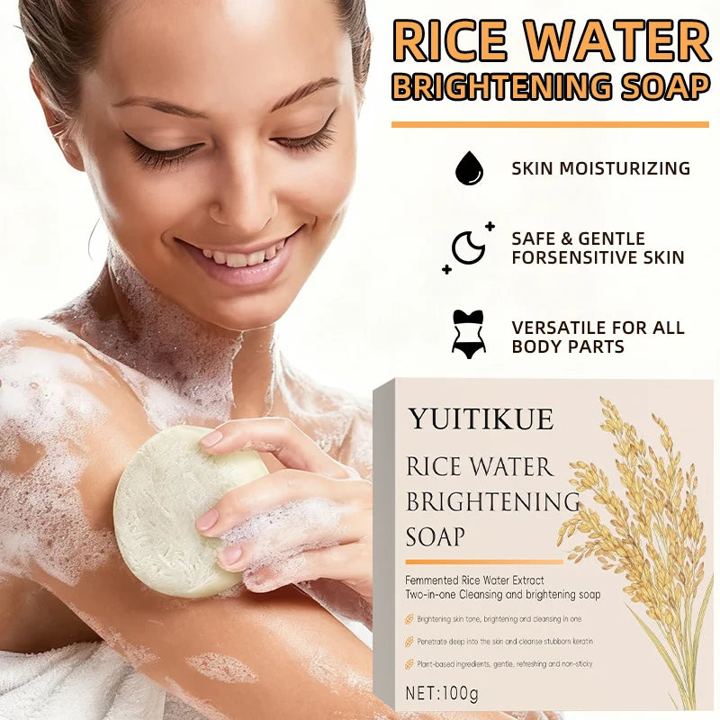 Rice Water Brightening Soap - 2-in-1 Cleansing and Brightening Soap, gentle, refreshing, and non-greasy