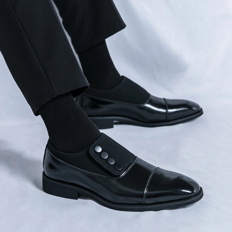 High End Brand Men's Leather Casual Shoes Office Men's Business Shoes Luxurious Banquet Pointed Toe Shoes for Wedding Brown