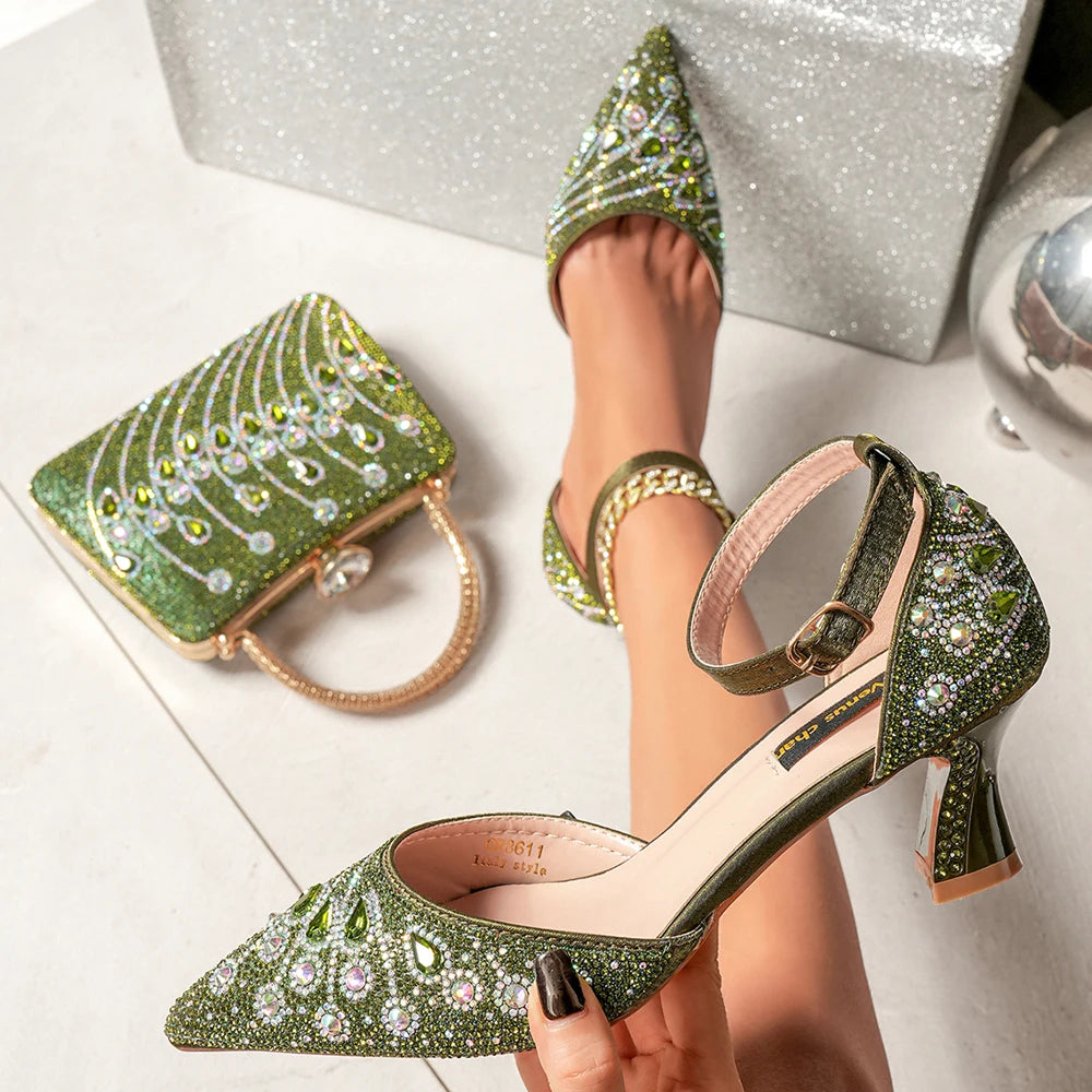 Venus Chan Stylish Women’s Commuter Tote Bag and Color-Blocked High Heel Shoe Set – Perfect for Nigerian Parties and Events