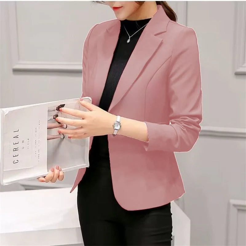 Women's Blazer 2025 Red Long Sleeve Blazers Pockets Jackets Coat Slim Office Lady Jacket Female Tops Suit Blazer Femme Jackets