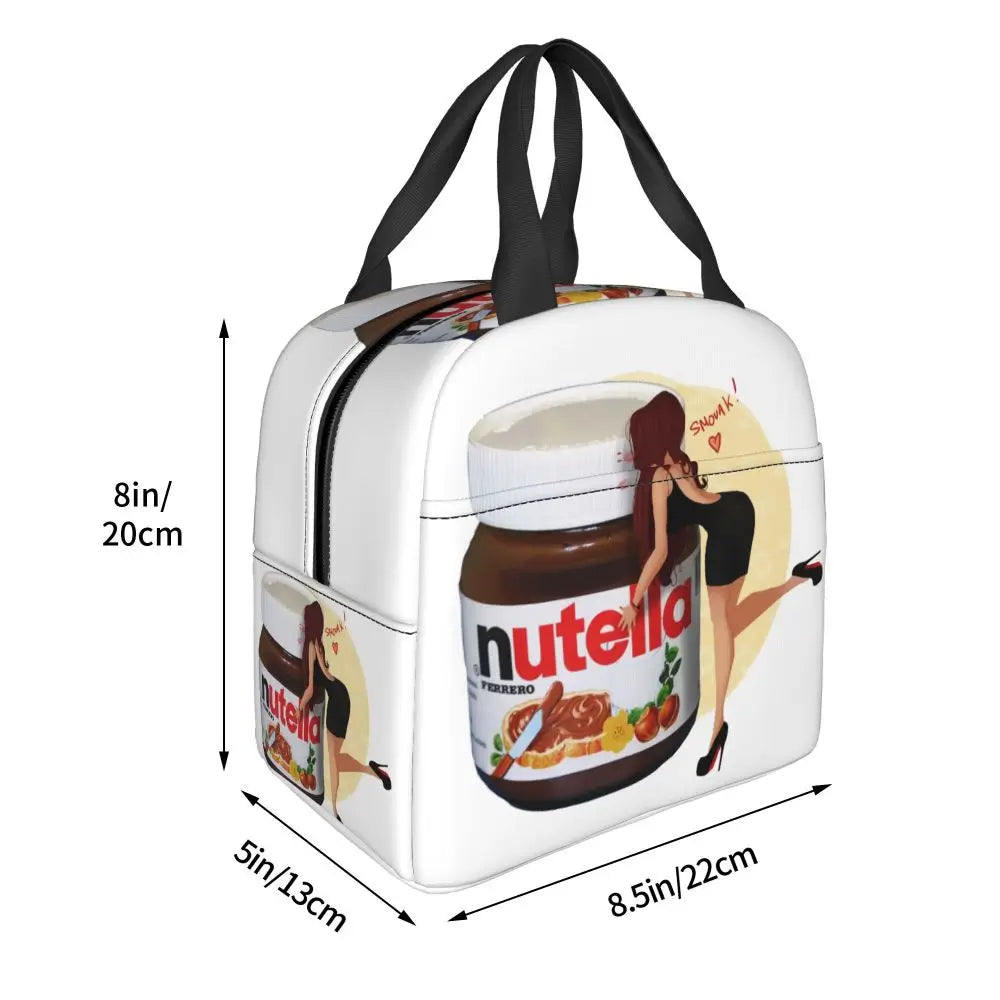 Custom Italy Nutellas Thermal Insulated Lunch Bag Women Portable Lunch Container for Outdoor Picnic Storage Food Box