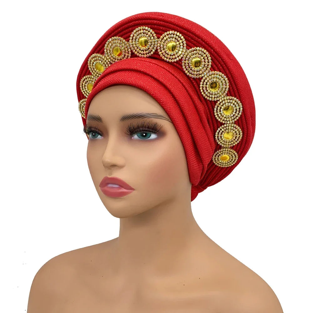 Nigeria Wedding Geles Party Headpiece Turbante Mujer Fashion African Auto Gele Headtie Women's Head Wraps
