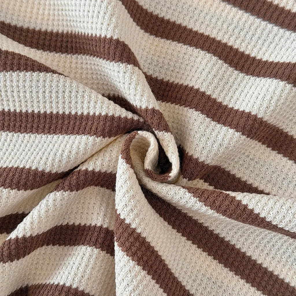 Summer Baby Clothes  Beige Color Boys Striped  T-shirt Shorts Set Breathable Girls Vest Short Sleeved Shorts Set 0-3Years