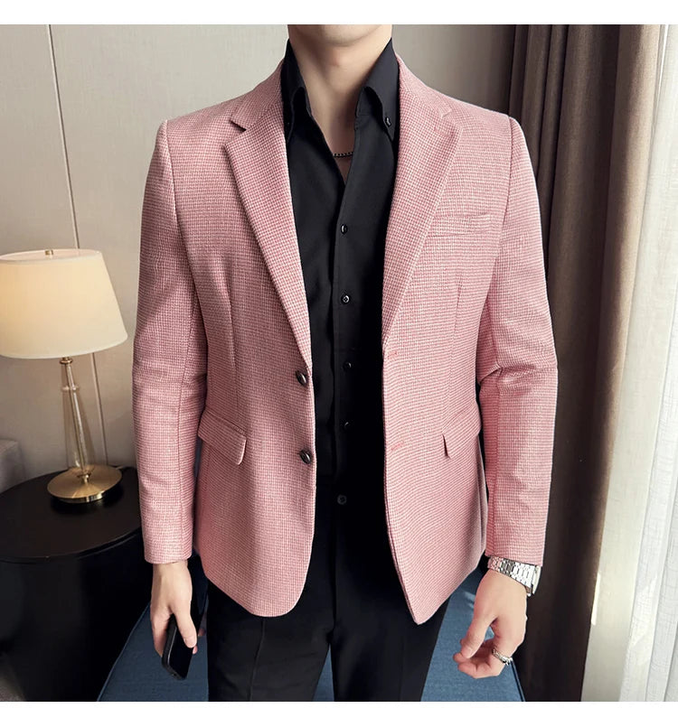 Men Suit Jacket Blazer Hombre High-quality Fashionable and Elegant Men Business Slim Fit Suit Jacket Social Party Formal Jacket
