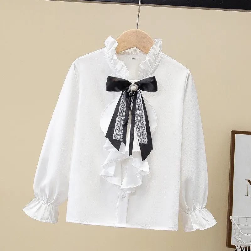 Girls' Shirt 2025 New Children's Western Style Top Little Girl's Style Long Sleeve Korean Shirt