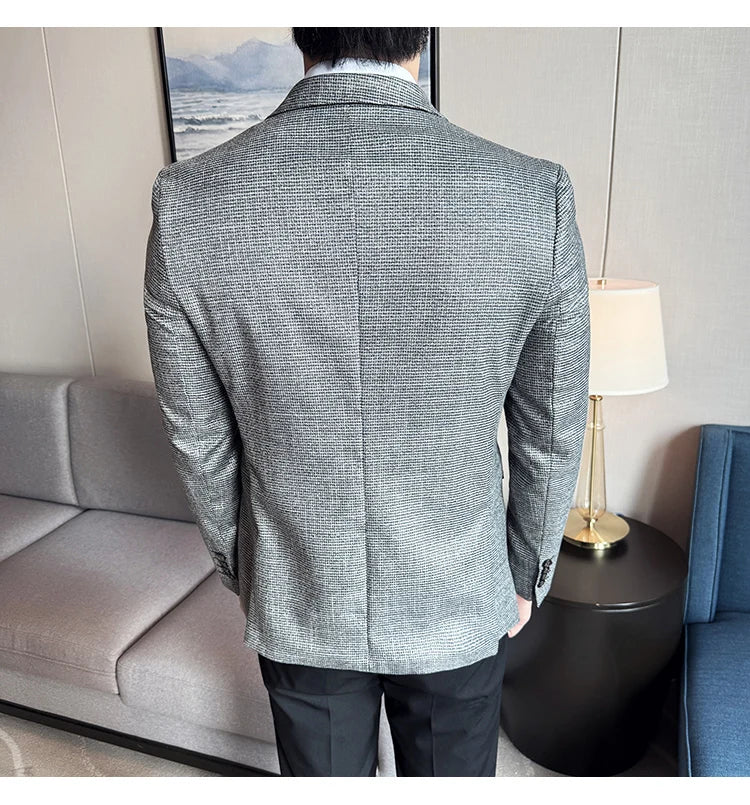 Men Suit Jacket Blazer Hombre High-quality Fashionable and Elegant Men Business Slim Fit Suit Jacket Social Party Formal Jacket