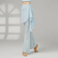 Modern Dance Pant Women Long Microflared Latin Trousers Mesh Wrap Skirt Classical Practice Costume Stage Line Dancewear Female