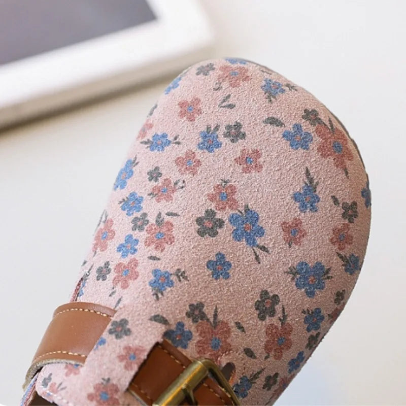 Zapatos De NiñaRetro Girl Shoe Autumn New Girl Leather Shoe Floral Princess Shoe Soft Sole Casual Kid Shoes Allmatch Women Shoes