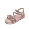 Little Girl's Sandal Summer Kids Princess Sandals Children Soft-soled Beach Sandals fit 2-13Years Old Kid Shoes Pink Black Beige