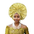 Elegant African Autogele Women's Turban Cap Nigeria Wedding Gele Ready To Wear Headtie Evening Party Headwear African Headtie