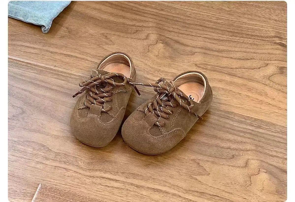 Children's shoes Korean version girls' leather shoes retro Boken shoes new boys' single shoes soft soled baby casual shoes