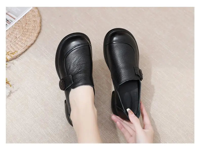 Genuine leather loafers women  comfortable gray shoes low heels luxury ladies court shoes slip on moccasins elegant dress flats