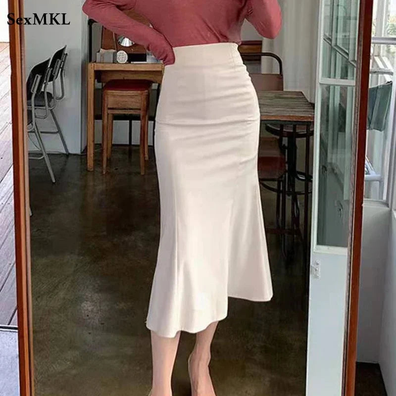 Elegant Office Long Skirts Women 2026 Fashion High Waist Bodycon White Black Skirt French Y2k Slim Corset Bridal Maxi Skirt XL