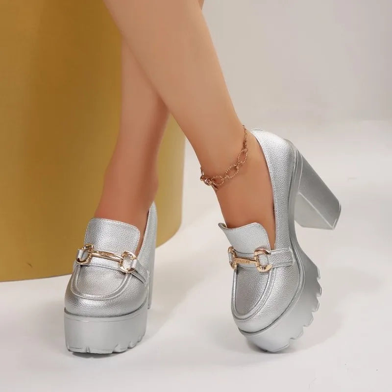 Women High Heel Pumps Outdoor High Heels Platform Shoes Woman Brand Soft Leather Luxury Heels Woman Trend Retro Designer Pumps