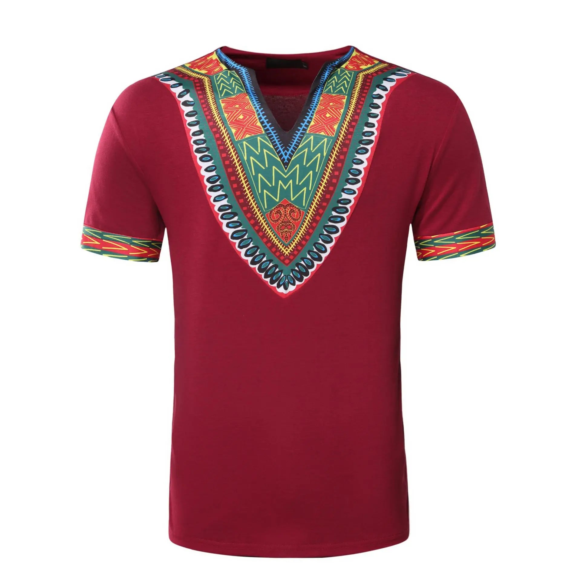 2026 Men's African Traditional Clothing Men Dashiki Short Sleeve T-shirt Fashion V-neck Printed Ethnic Style Casual Tops for Men
