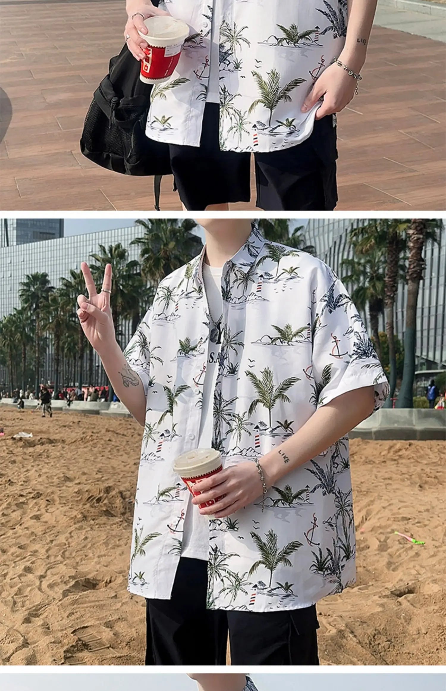 Men's Summer Floral Shirt M-XXXXXL Breathable Tropical Print Casual Beachwear 5XL plus Size Holiday Party Shirt for Hot Weather