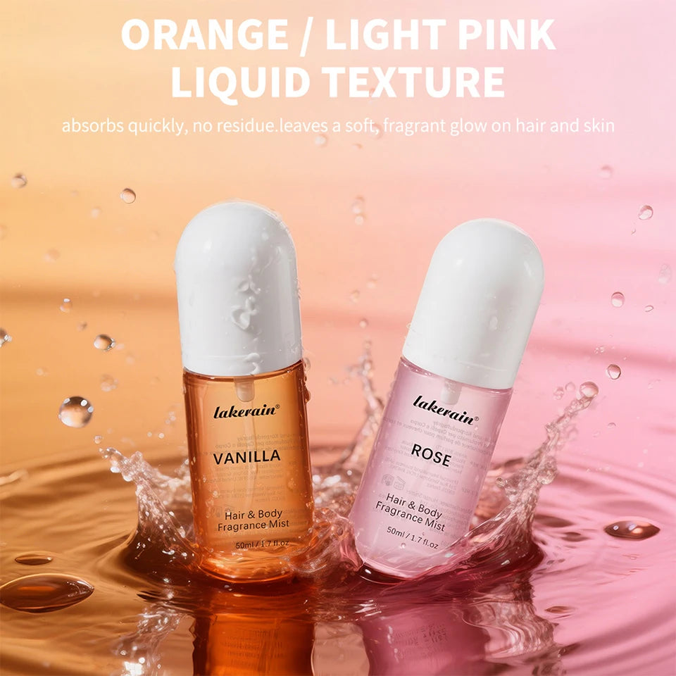 2 Pcs Vanilla Rose Fragrance Spray Hair & Body Fragrance Mist Fresh Long Lasting Fragrance Perfume Travel Size Freshener Spray