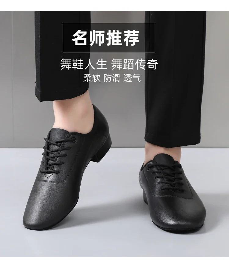 Men's white new leather Latin dance shoes Modern dance hall tango men's national standard dance shoes men's sports shoes