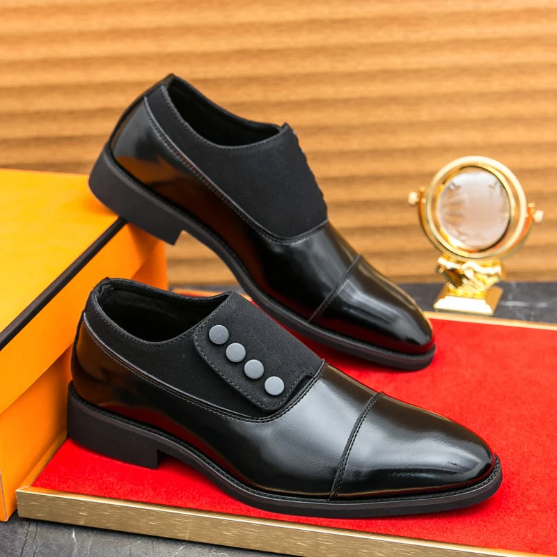 High End Brand Men's Leather Casual Shoes Office Men's Business Shoes Luxurious Banquet Pointed Toe Shoes for Wedding Brown