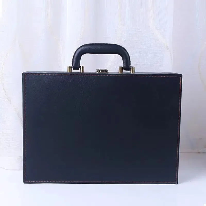 2025 New Cover Style Briefcase Men's Handheld Shoulder Business Leisure Insurance Contract Document Storage Box 34X24X8.5CM