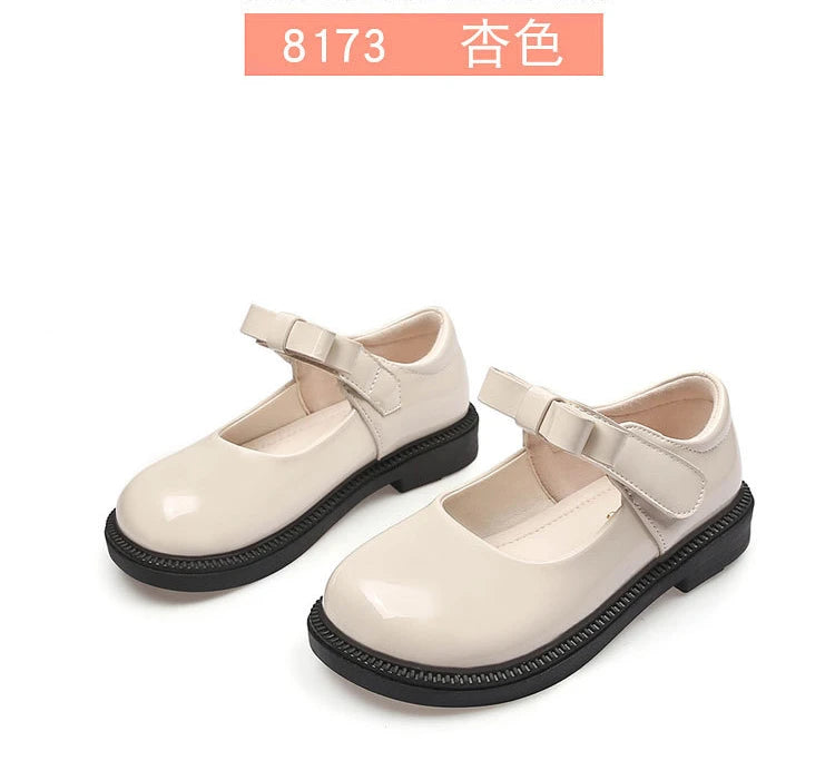 New Girl Leather Shoes Princess Kid Student School Causal Black Versatile Shoes Hook & Loop Children Glossy Mary Jane Autumn Hot