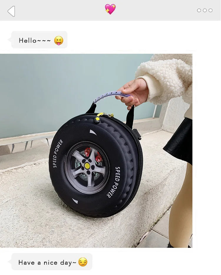 Children's Schoolbag Fashion Tyre Shaped Boys Girls Backpack 3D Cartoon Kindergarten Shoulder Bag Large Capacity Kids Handbag
