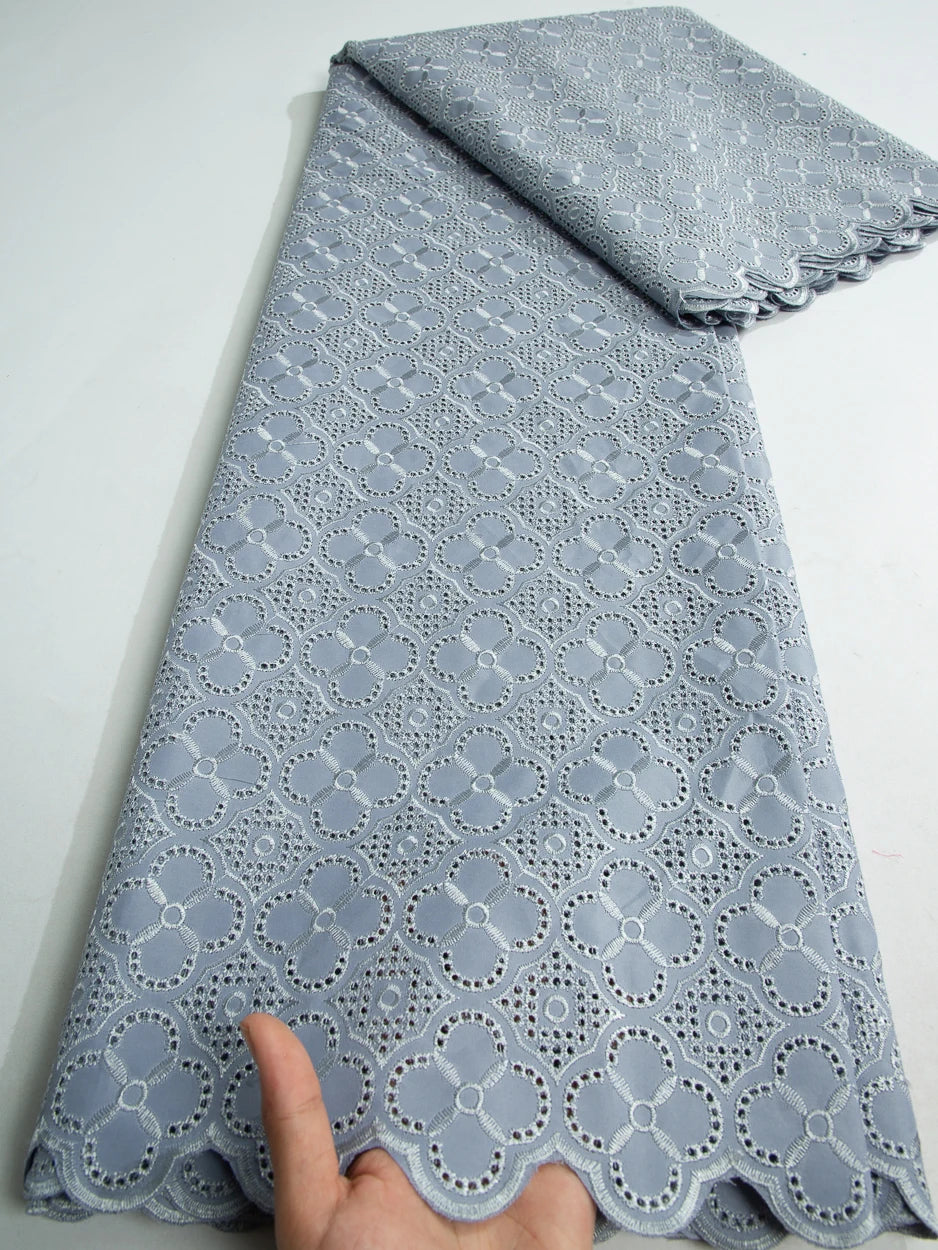 Smooth African Cotton Lace Fabric 5 Yards 2025 Swiss Voile High Quality Nigerian Cotton Lace Fabric For Sew Diy Men Cloth F3808