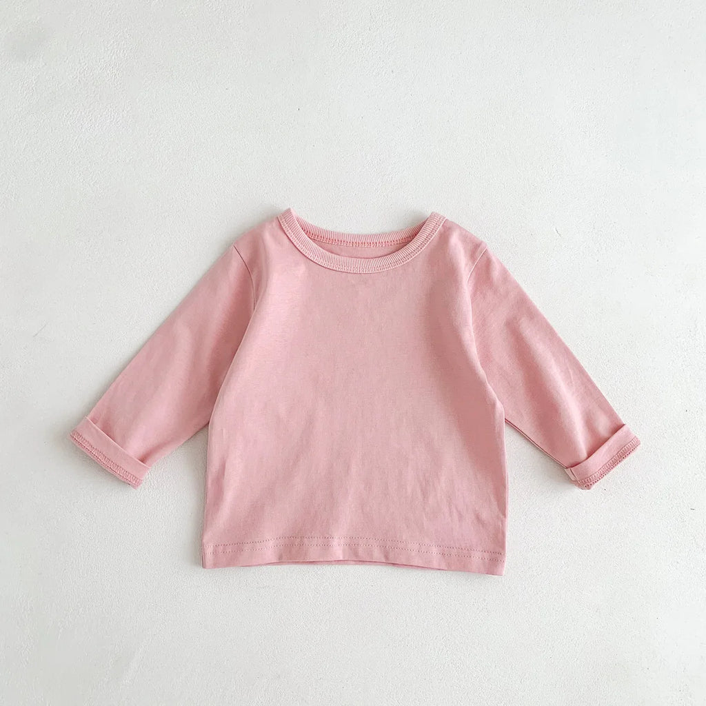 Infant Clothes Toddler Boy Cotton Long Sleeves T-shirts Spring Autumn Outfits Girl Baby Solid Bottoming Shirt Kid Striped Tees