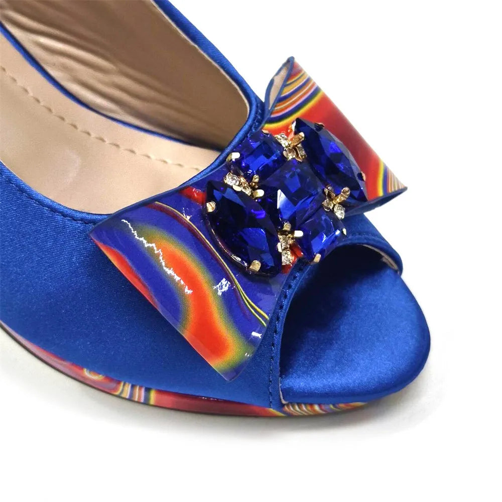 Sandals Woman Summer Ladies Shoes and Bag Decorated with Rhinestone Women Shoe and Bag Set for Party In Women Nigerian Shoe Bag