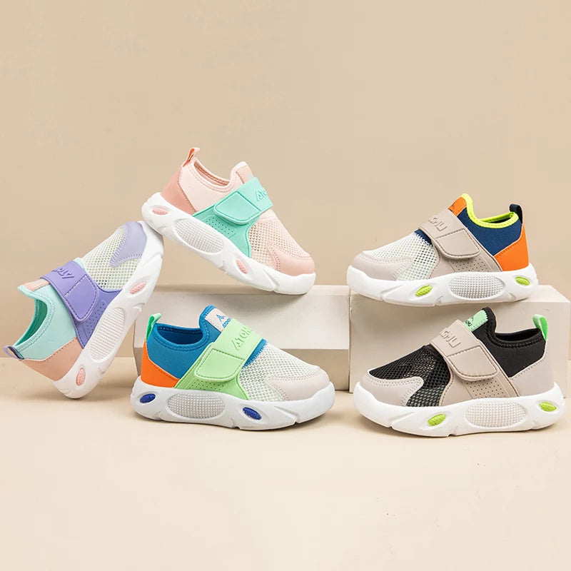 Kid Colorblock Casual Sneakers for Boys Girls 2025 Summer New Toddler Walking Shoes Hollowed-out Mesh Lightweight Kids Trainers